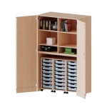 Garagenschrank OH,ne Sockel, 5 OH, 3 Container mit je 8 flachen Boxen, B/H/T 120x190x60cm 